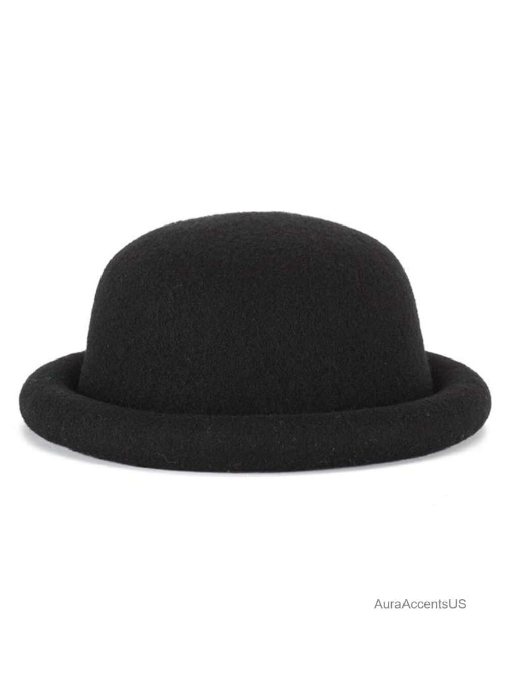 Women's Vintage Wool Felt Bowler Hat Rolled Hem Bucket Hat